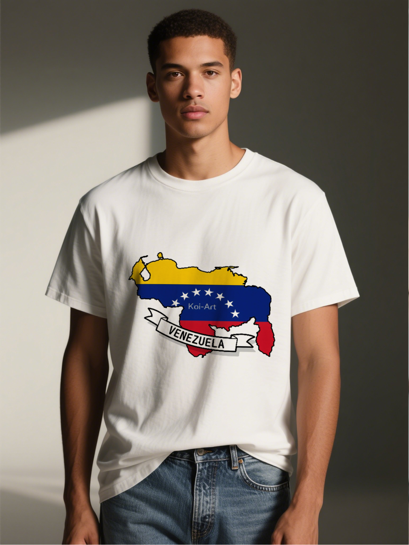 Men's Venezuela Flag Map Print T-Shirt with Stars and Banner Design Casual Round Neck Summer Lightweight Breathable Short Sleeve Tee for Travel, Daily Wear, National Pride Fans and Adults