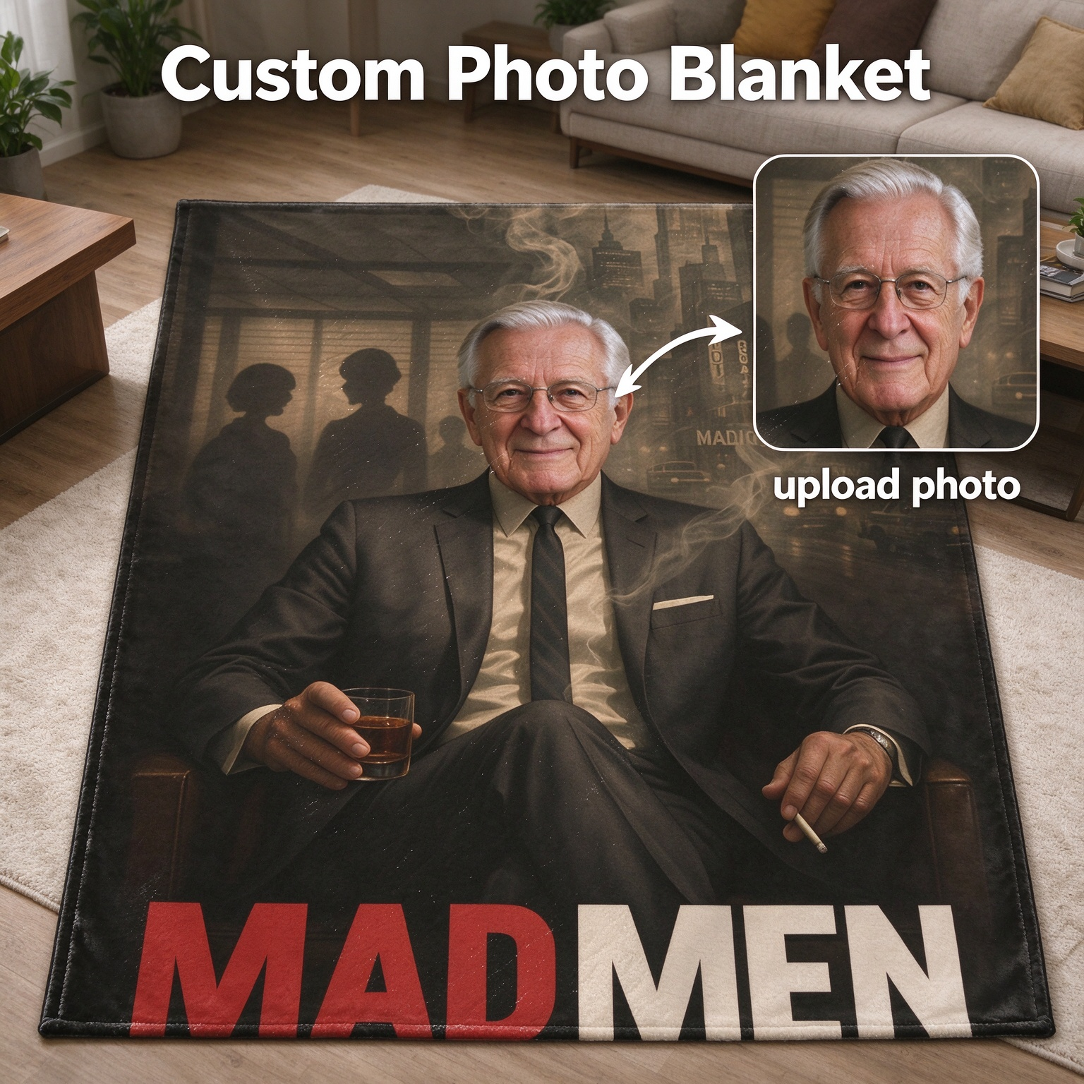 Custom Portrait Photo Flannel Blanket, Ultra Soft Anti-Pilling Fleece Throw, Ideal Personalized Gift for Bed and Couch