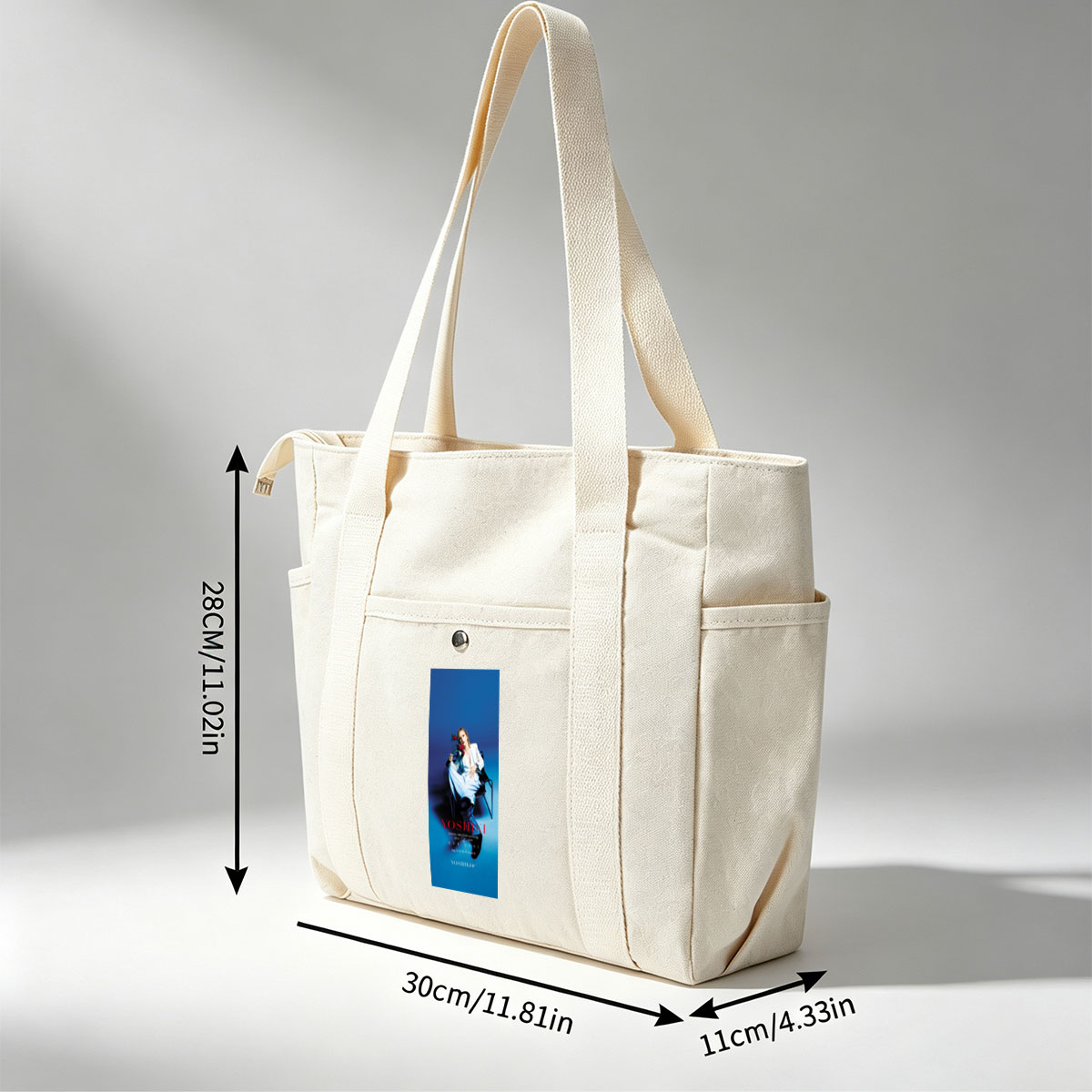 YOSHIKI Evening Breakfast with YOSHIKI 2025 in Tokyo Japan KURENAI Poster Featuring YOSHIKI Seated on Chair Holding Red Roses Against Blue Background - Multi-pocket bags