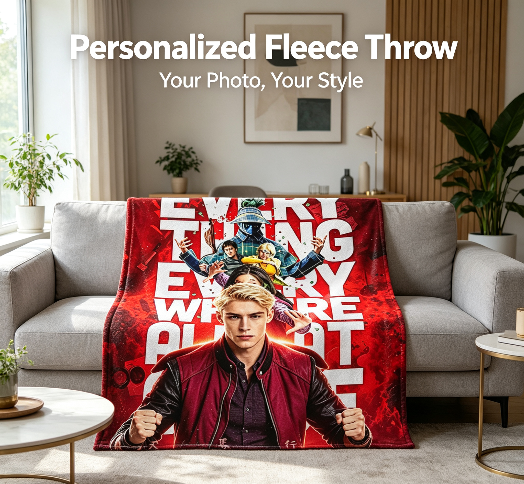 Custom Face Blanket Everything Everywhere All At Once Flannel Blanket Movie-Themed Cozy Throw Perfect for Fans Gift or Giveaway