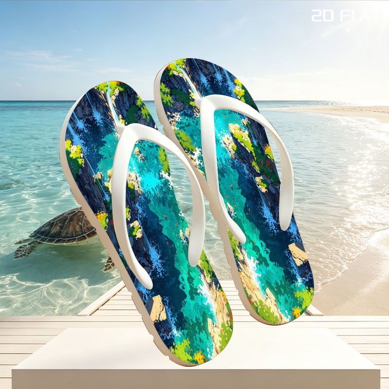 Crystal Clear Waterfalls in a Lush Canyon -  flip-flops
