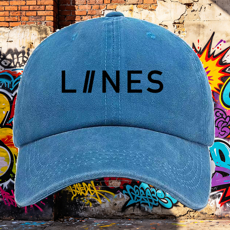 Men's Printed Washed Cap with Lines Logo Design Casual Round Brim Summer Lightweight Hat for Outdoor Activities and Urban Style Adults