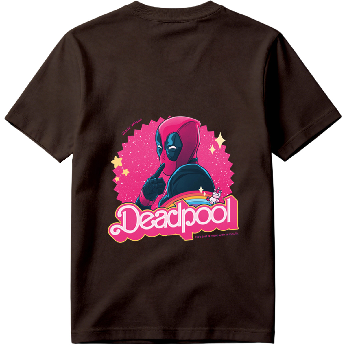 Deadpool: Wade Wilson with a Unicorn and Rainbow - Tee