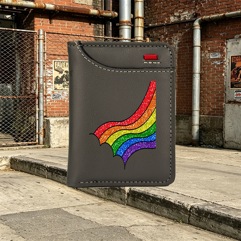 Unisex Vertical Wallet with Glitter Rainbow Print Design | Compact Card Holder for Daily Use, Travel, and Events | Ideal for LGBTQ+ Community and Pride Supporters