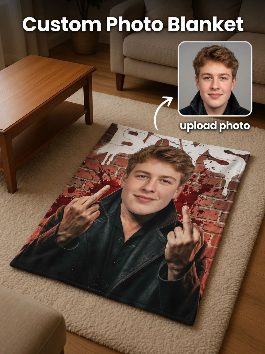 Custom Photo Face Flannel Blanket Personalized Ultra Soft Fleece Throw for Bed Couch and Travel Novelty Gift Idea