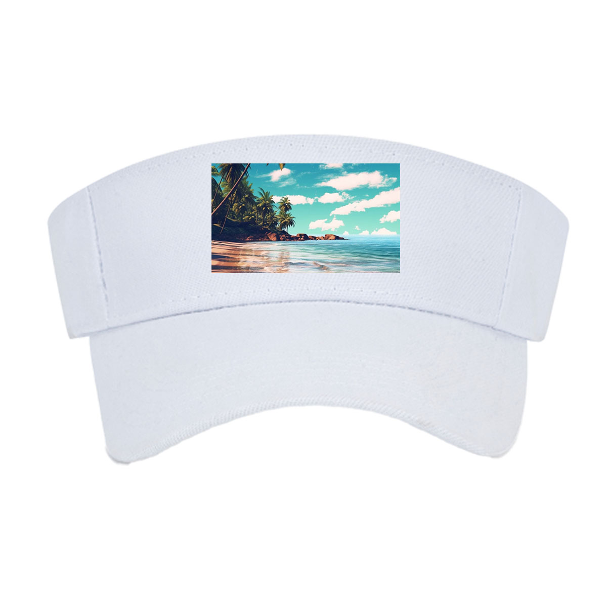 Tropical Beach with Palm Trees and Crystal Clear Water -  Visor cap