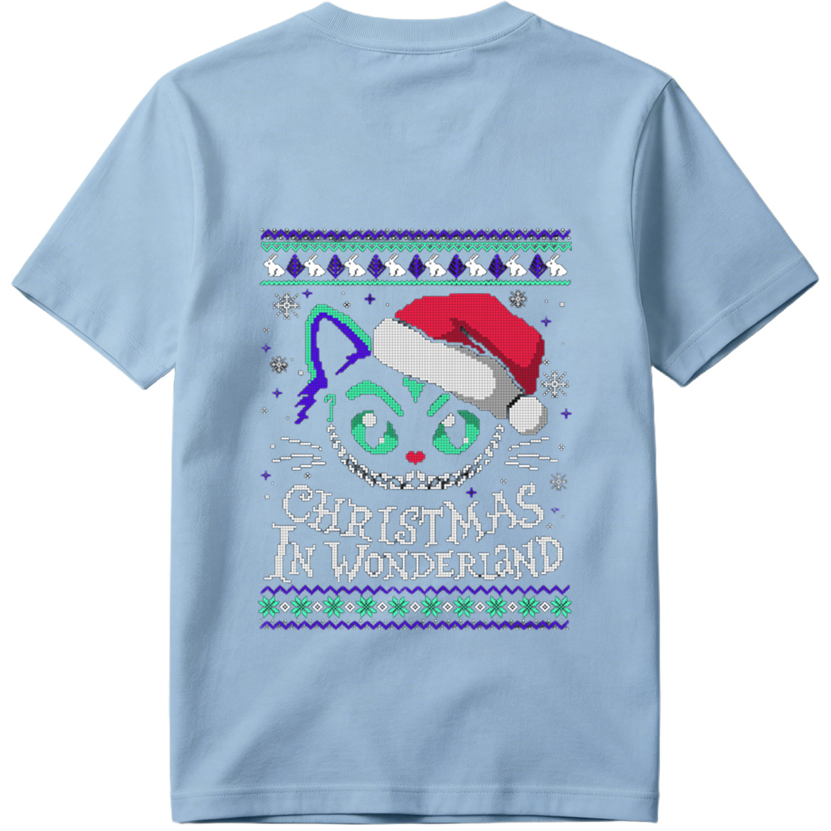 Christmas in Wonderland: Cheshire Cat Ugly Sweater Design - Tee