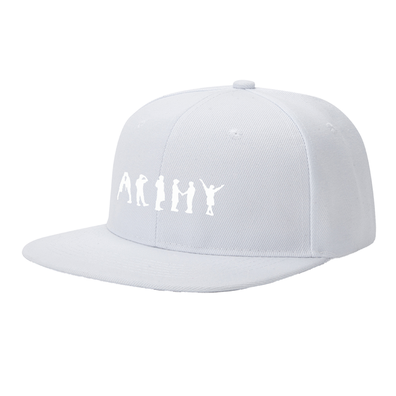 Flat Brim Baseball Cap Army Silhouette Print Streetwear Underground Skate Style for Basketball Court Skate Park Urban Lifestyle Skaters Rappers Streetwear Enthusiasts