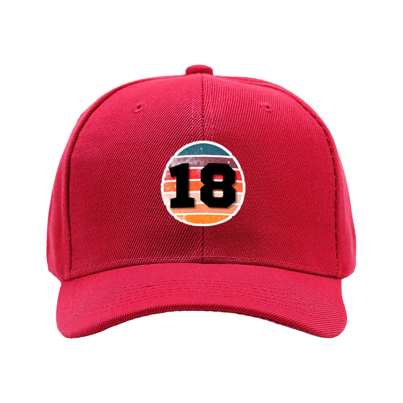 1pc New Baseball Cap with Number 18 Retro Stripe Print Unisex Adjustable Hat for Outdoor Activities and Casual Wear Adults Fashion Accessory