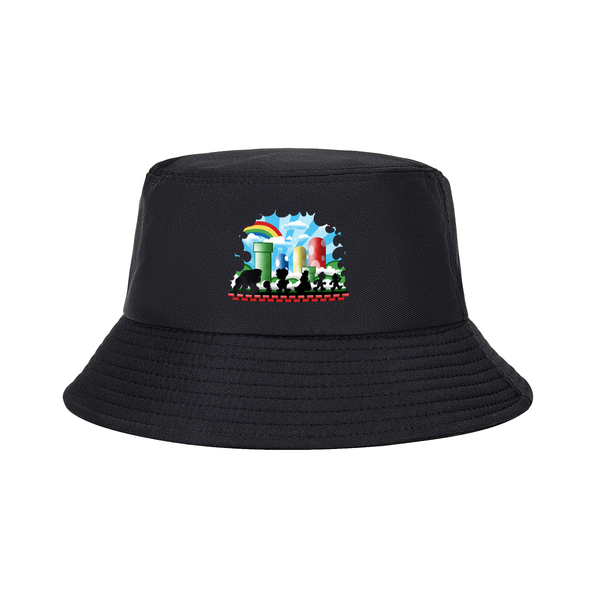 Super Mario Silhouettes: Koopa, Toad, Princess, Mario, and Luigi - Fisherman's Hat