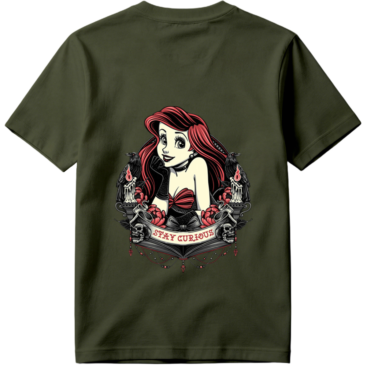 Ariel Stay Curious Gothic Design - Tee
