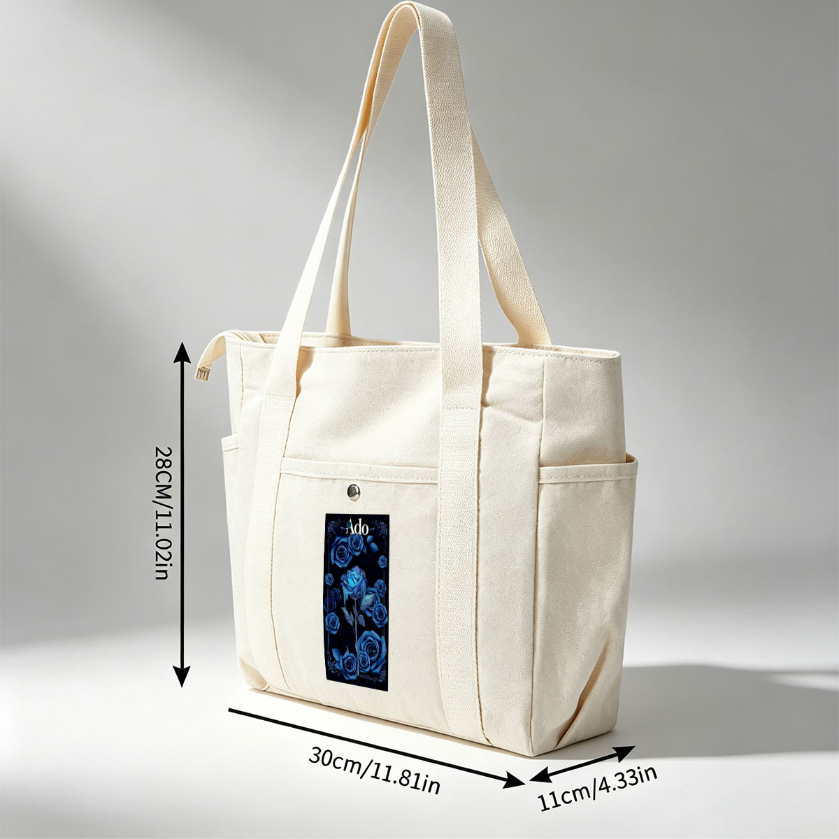 Ado Dark Blue Roses Artistic Floral Design - Multi-pocket bags
