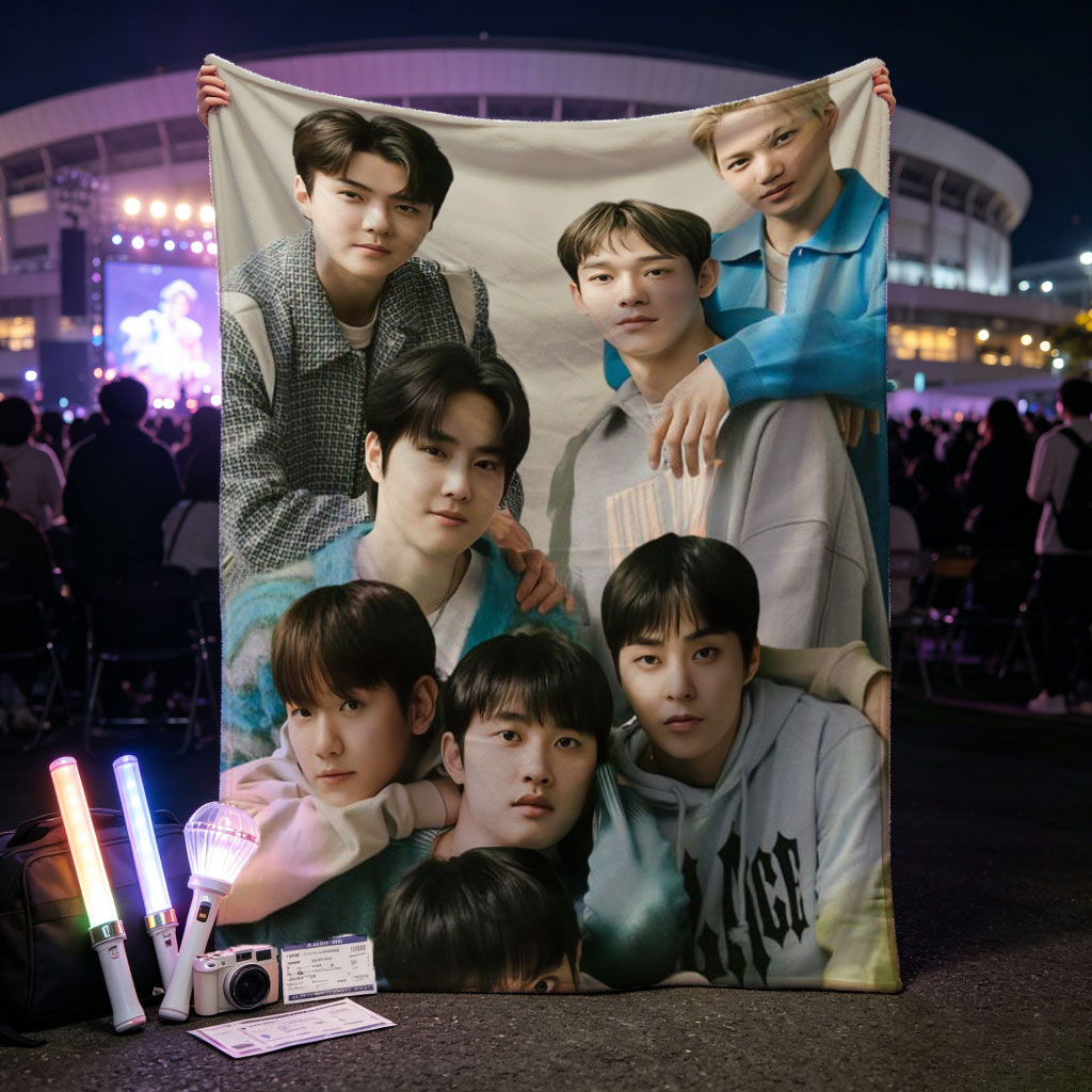 SEVENTEEN Group Photo - Members Posed Together in Casual Outfits on a Neutral Background - Blankets