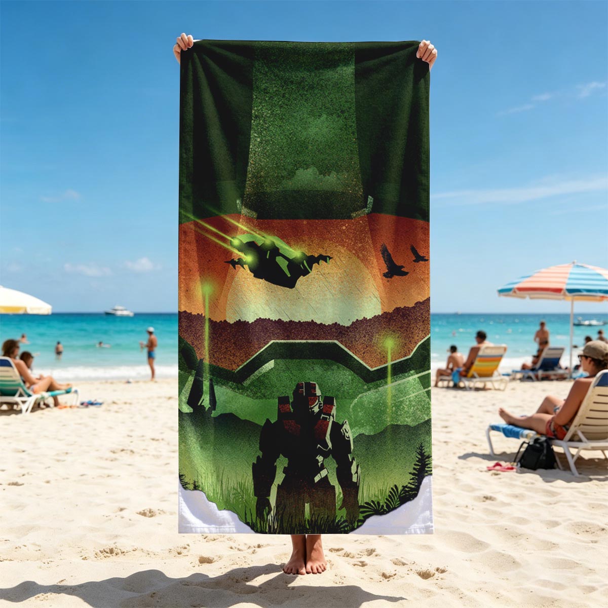 Master Chief in Halo: A Soldier's View from the Helmet - Beach towels