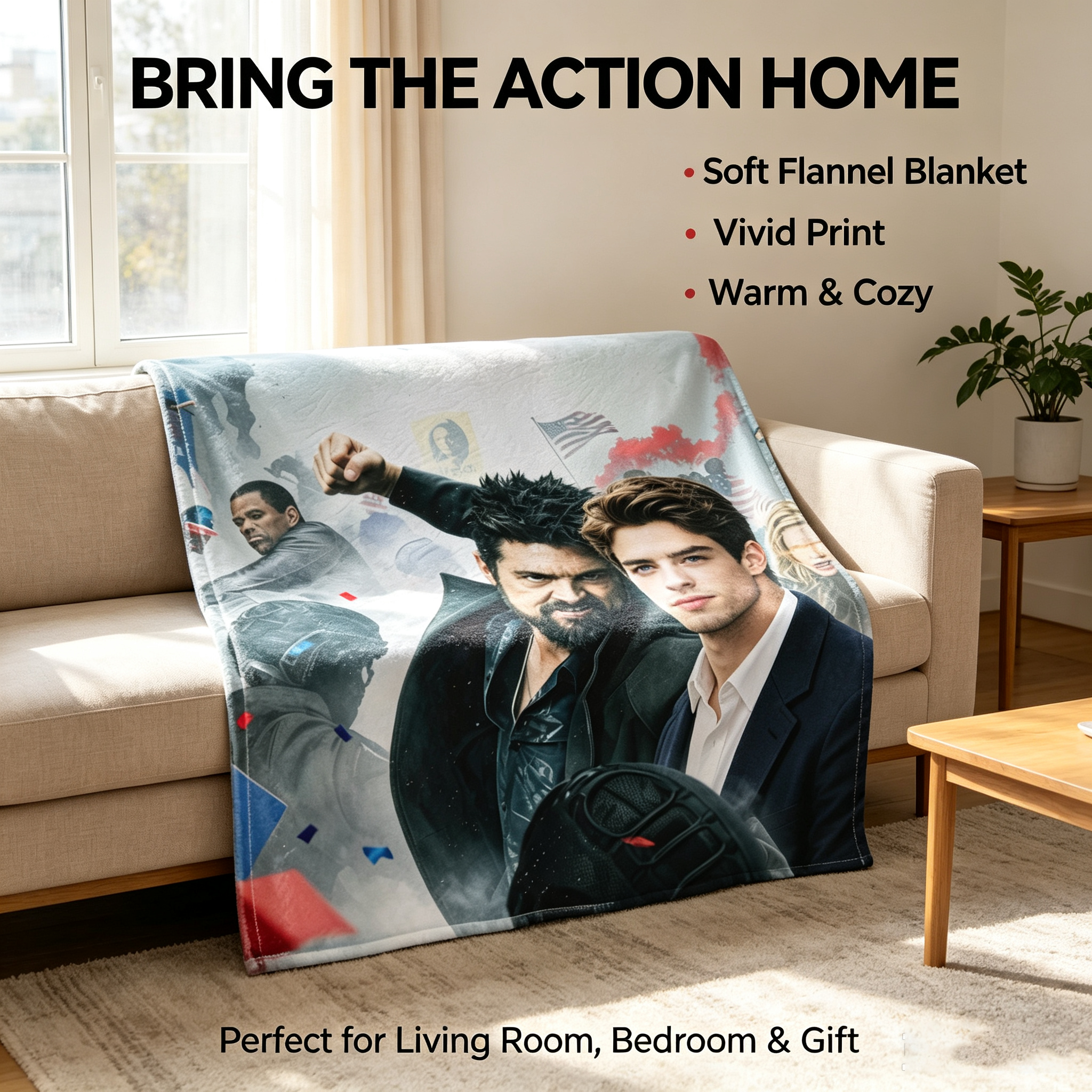Custom Face Blanket Featuring Marvel Avengers Characters Flannel Blanket for Couch, Bed, or Travel Perfect Gift for Fans and Collectors