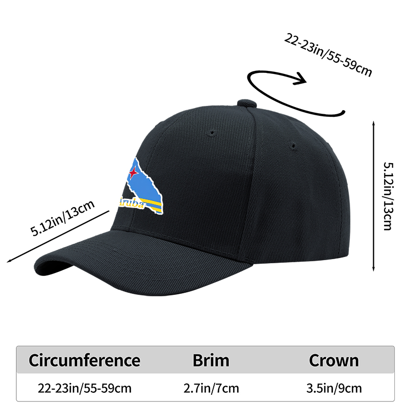 1pc New Baseball Cap with Aruba Map and Flag Print Unisex Adjustable Hat for Outdoor Travel and Casual Wear Adults and Teens