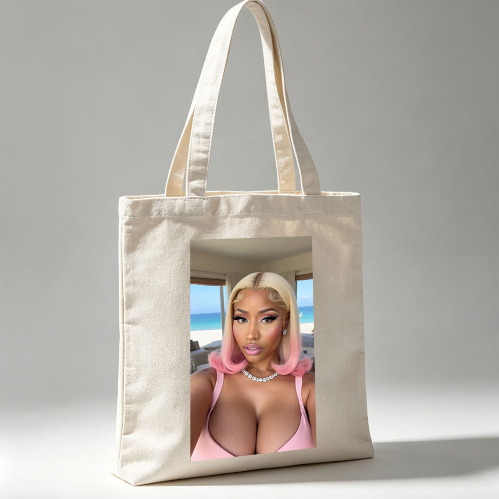 Cardi B Beachside Glamour in Pink Hair and Sparkling Jewelry - Canvas tote bags