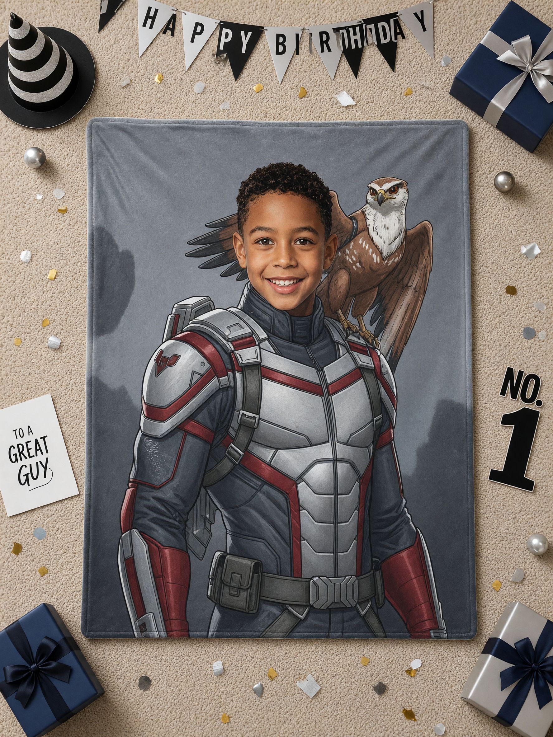 Custom Photo Superhero Blanket, Personalized Face Flannel Fleece Throw, Ideal Cozy Gift for Kids and Family
