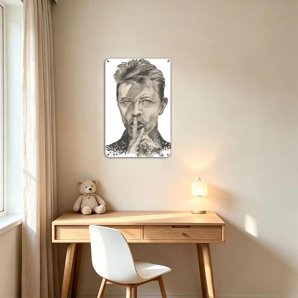 David Bowie: Ziggy Stardust Portrait with Shh Gesture - painting
