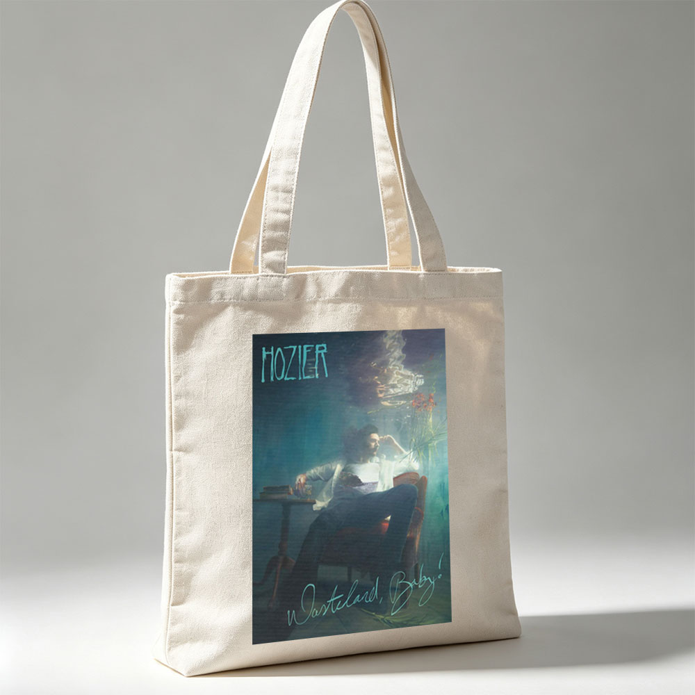 Hozier Underwater Scene with Man in Chair Reading Books and Flowers Floating - Canvas tote bags