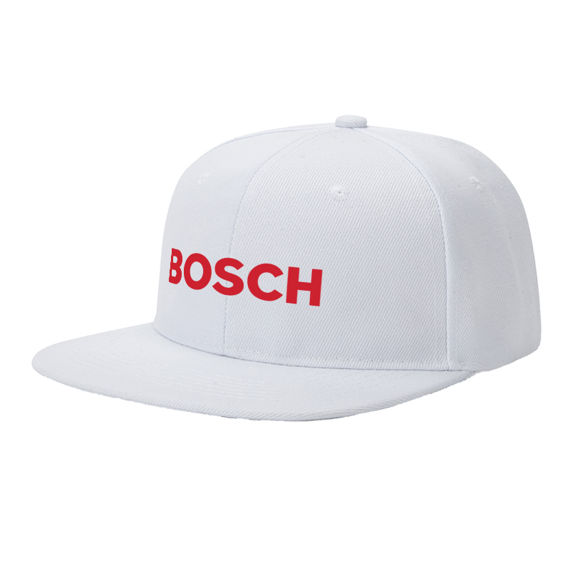 Flat Brim Baseball Cap Bosch Logo Print Streetwear Underground Skate Style for Basketball Court Skate Park Urban Lifestyle Skaters Rappers Streetwear Enthusiasts