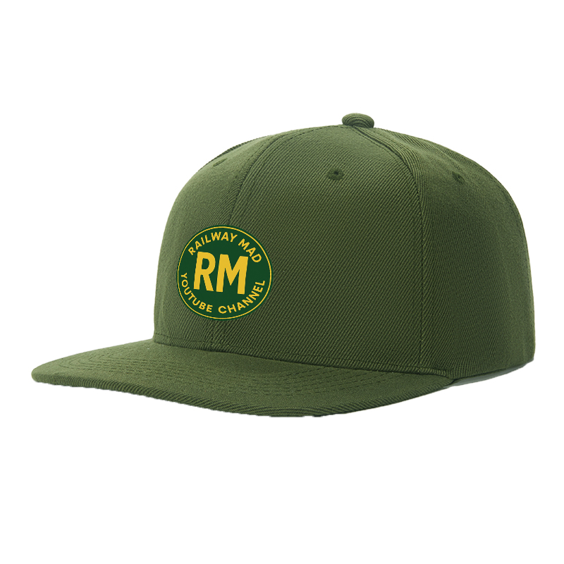 Flat Brim Baseball Cap Railway Mad RM Logo Print Streetwear Underground Skate Style for Basketball Court Street Skate Park Skaters Rappers Urban Players