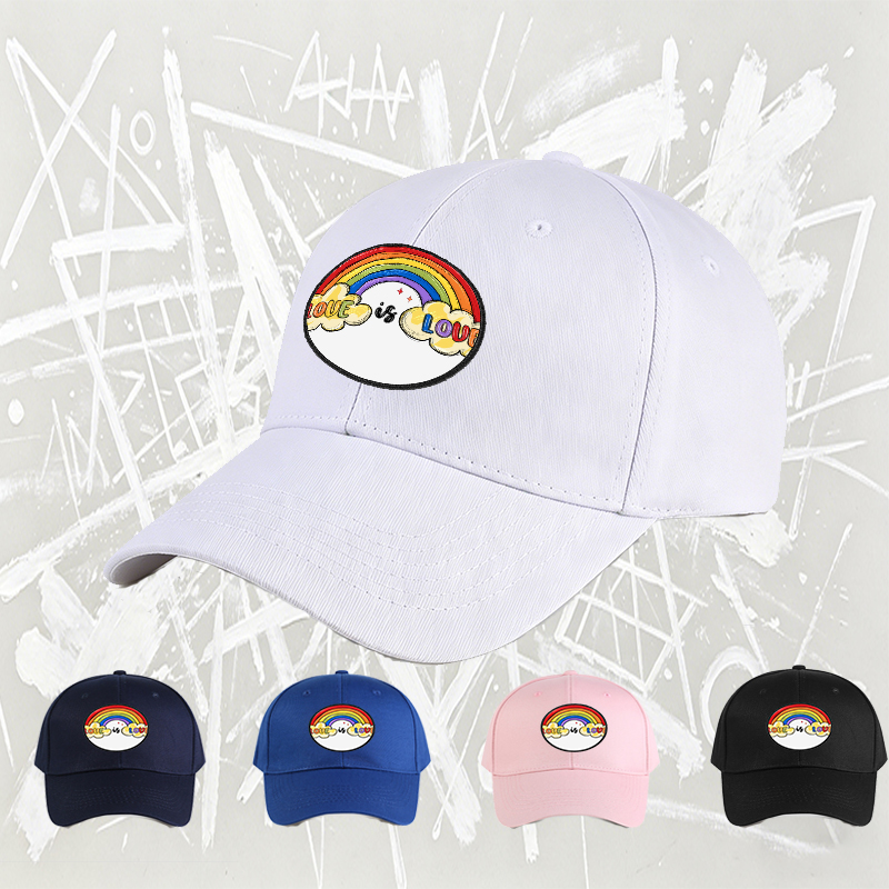 Unisex Classic Baseball Cap with Rainbow Love is Love Print | Lightweight Adjustable Hat for Outdoor Activities, Casual Wear, and Pride Events | Perfect for Adults Seeking Inclusive Fashion and Comfortable Sun Protection