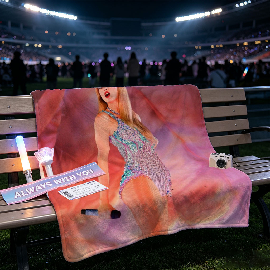 Taylor Swift Performance in a Sparkling Bodysuit on a Vibrant, Dreamlike Stage - Blankets