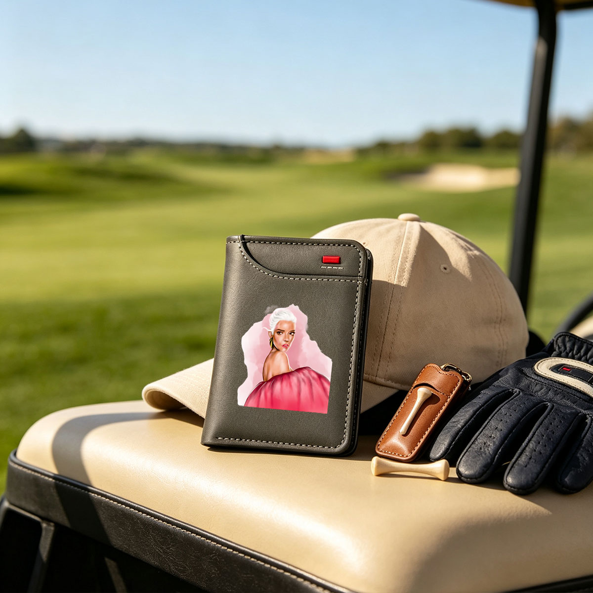 Pop Star in Pink Gown with White Hair - Vertical Style Wallet