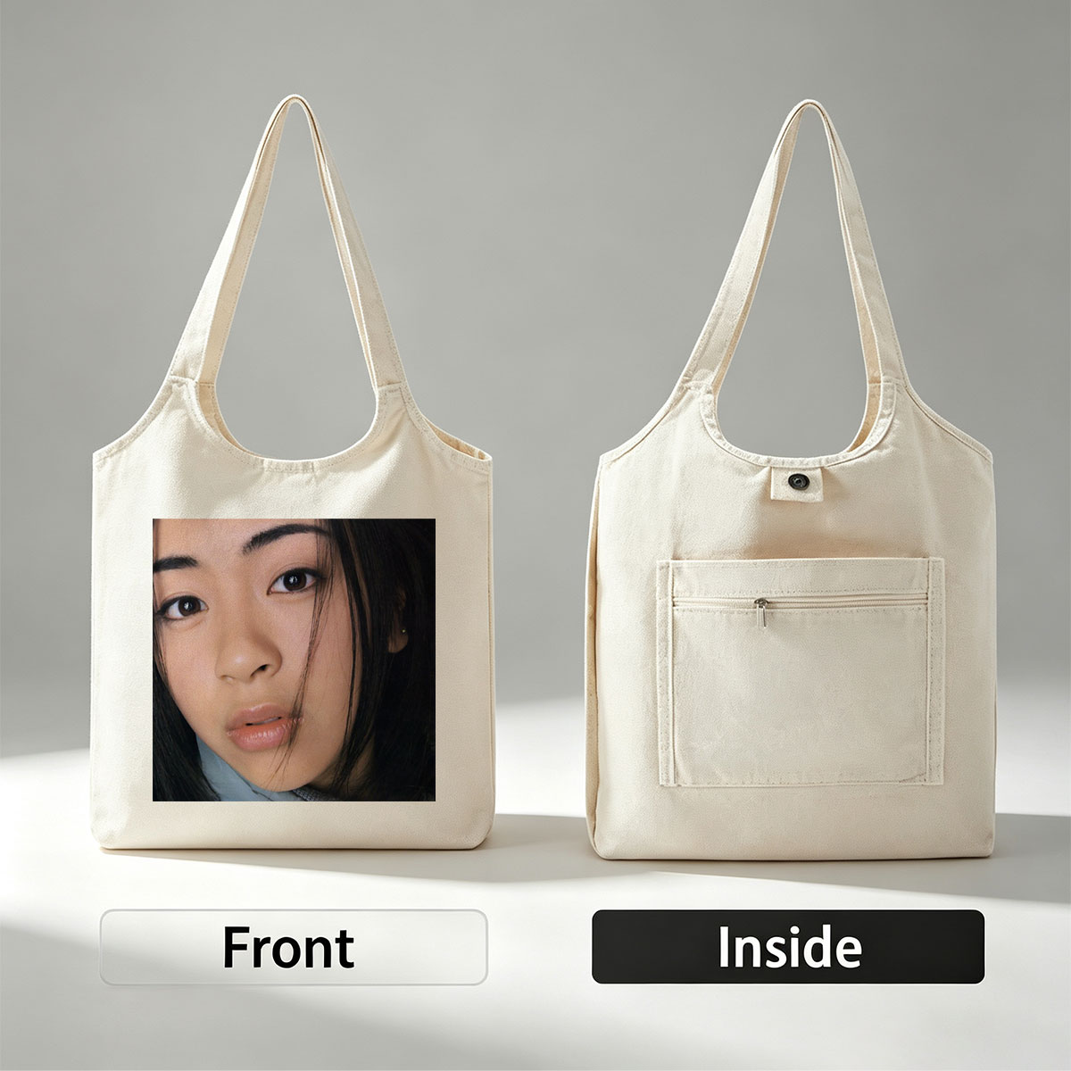 Ayumi Hamasaki Close-Up Portrait with Soft Lighting and Gentle Expression - Canvas shoulder bags/