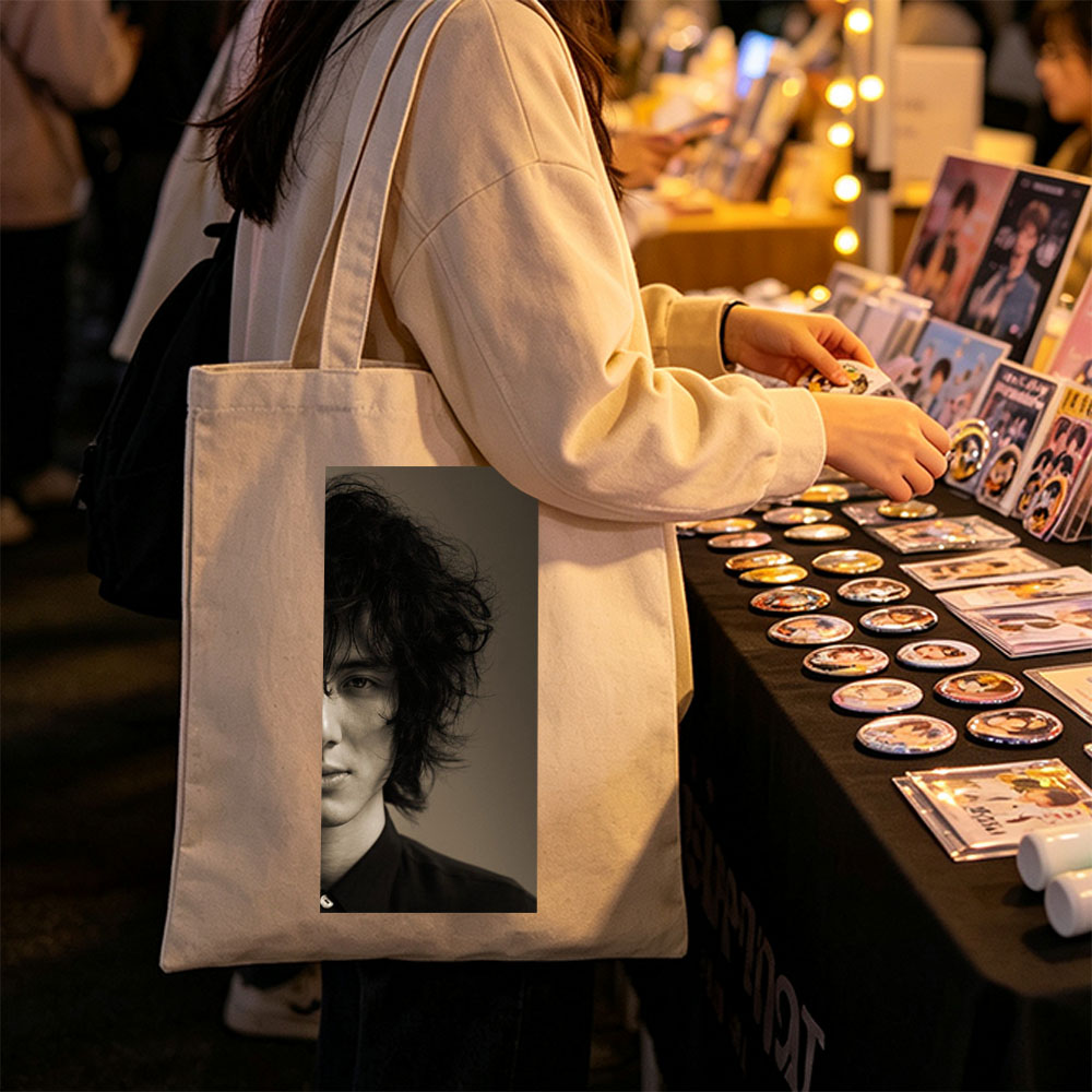 Evan Peters in a Dramatic Portrait with Messy Hair and Intense Gaze - Canvas tote bags
