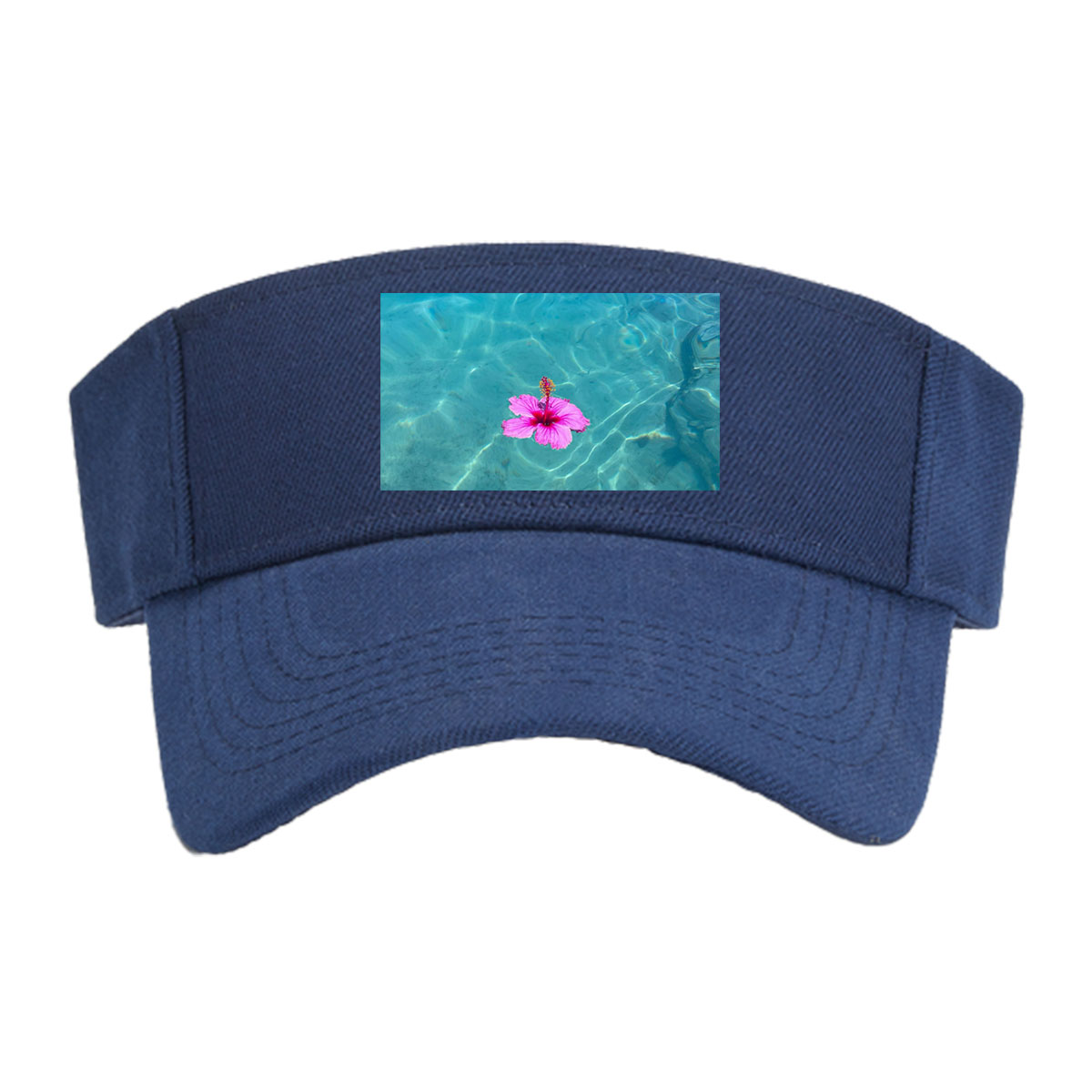 Pink hibiscus floating on crystal clear turquoise water -  Visor cap