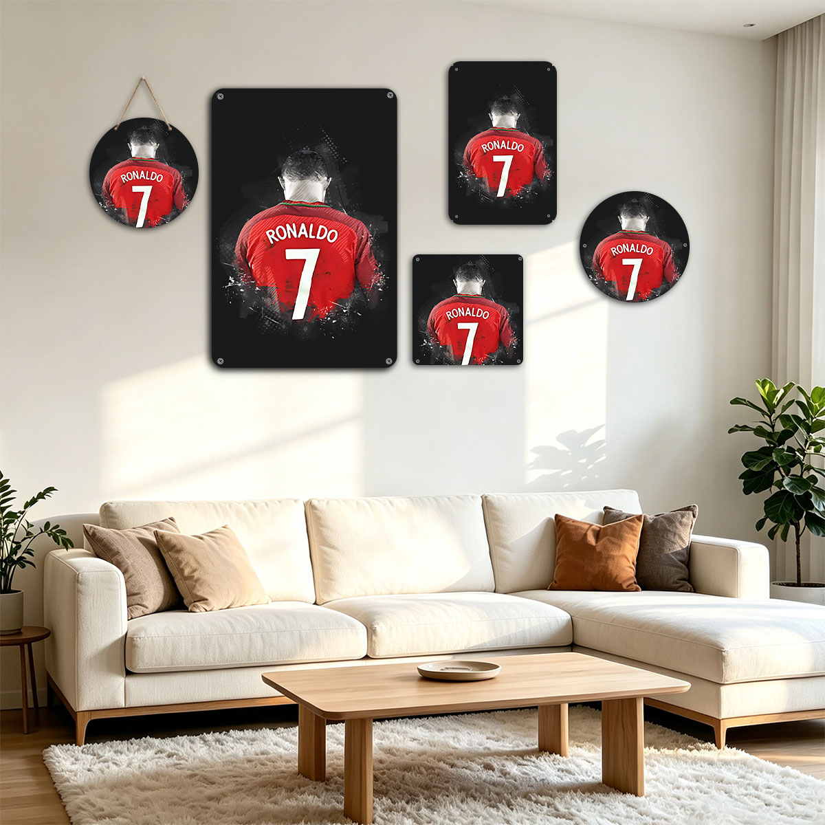Ronaldo in Red Jersey, Number 7, Back View - painting
