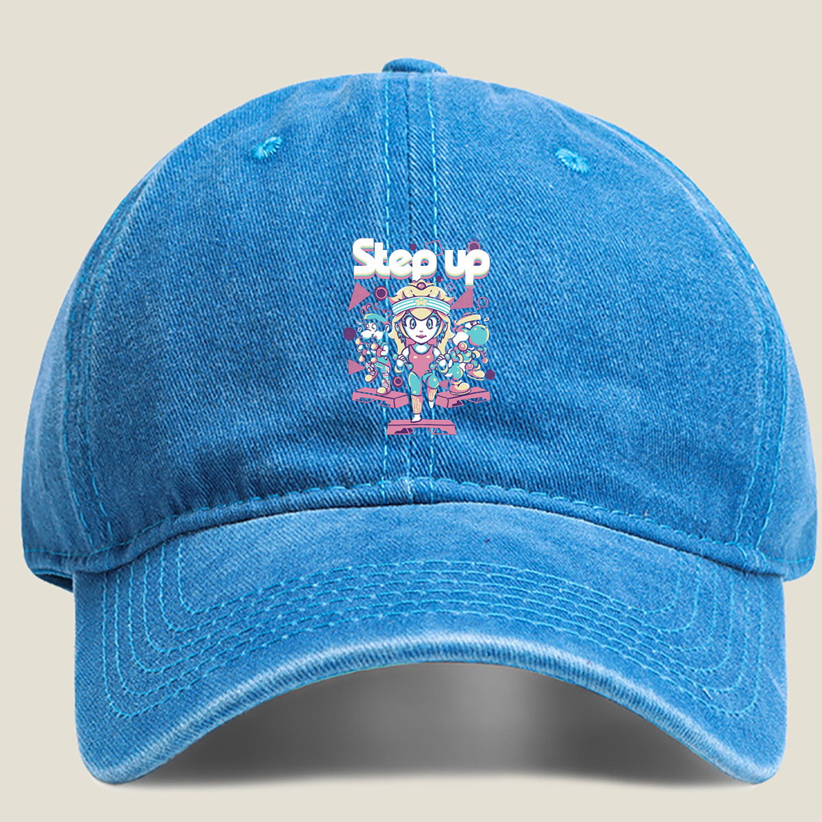 Step Up: Princess Peach, Mario, and Yoshi in Sync - Washed Denim - Baseball Cap