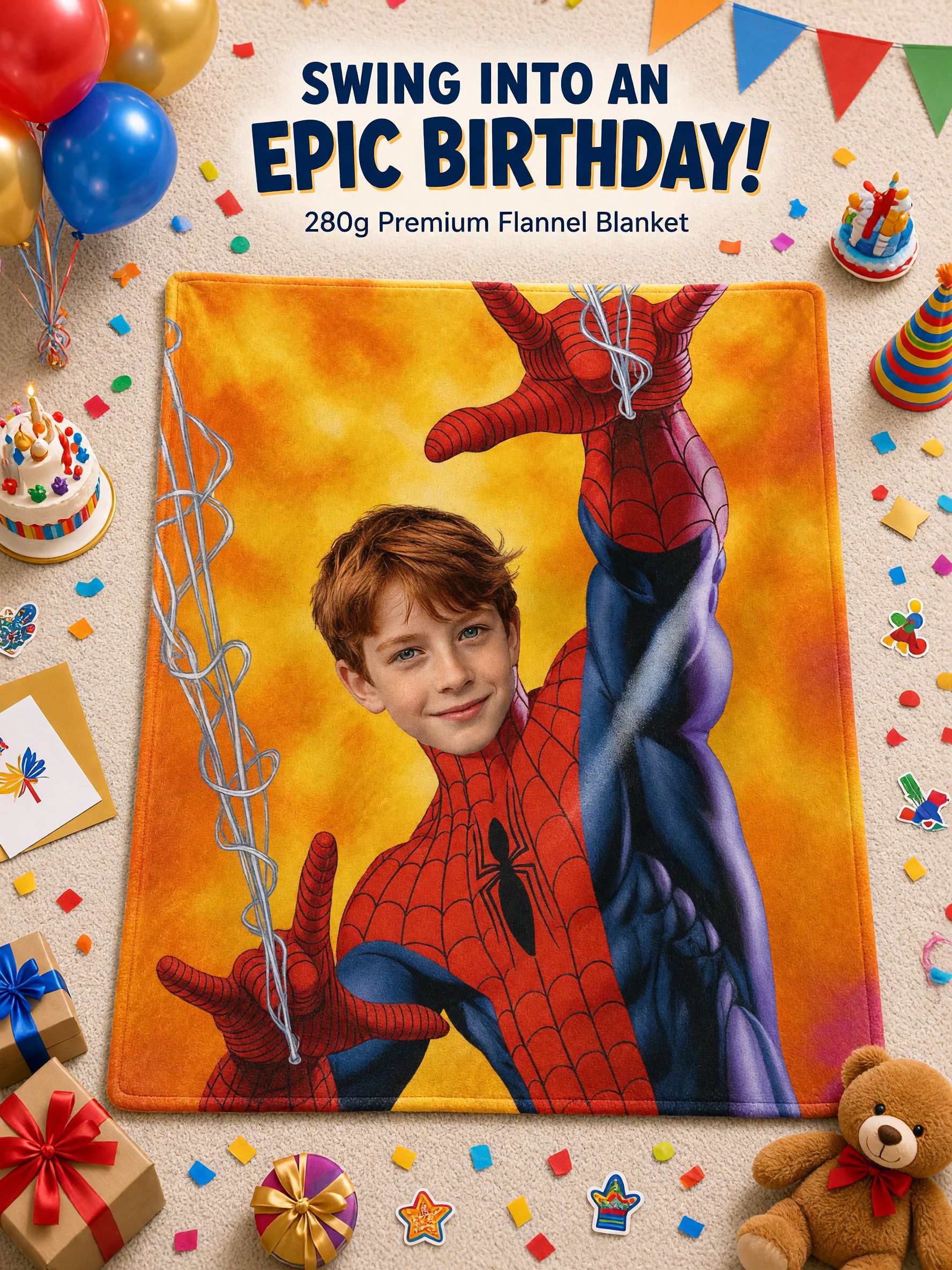 Personalized Photo Superhero Flannel Fleece Blanket Custom Face Throw Soft Cozy Bed Couch Wrap for Family Gift