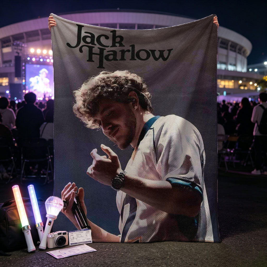 Jack Harlow Performing on Stage with Microphone and Dynamic Gesture - Blankets