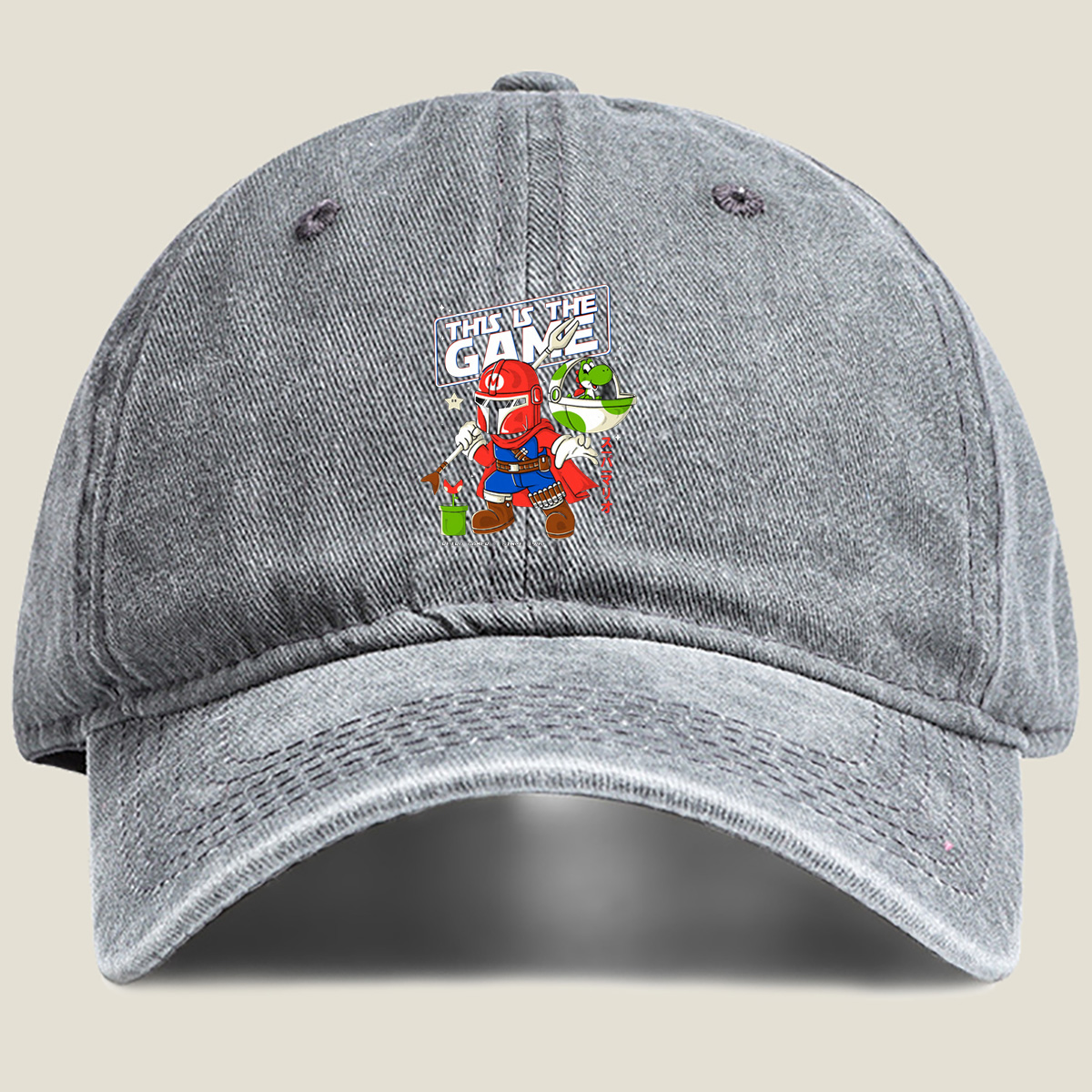 Super Mario Meets Mandalorian: This Is The Game - Washed Denim - Baseball Cap