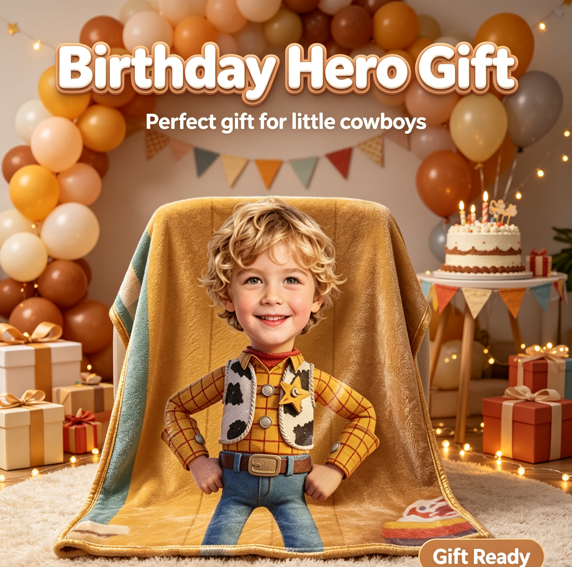 Toy Story Sheriff Woody Custom Photo Blanket for Boys, Soft Flannel Throw Blanket