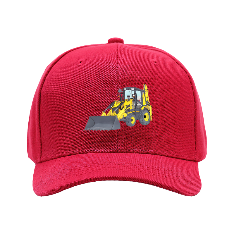 1pc New Baseball Cap with Yellow Excavator Print and Bold Text Design Unisex Adjustable Hat for Outdoor Work and Leisure Activities Suitable for Adults Who Love Construction Machinery and Heavy Equipment Themes