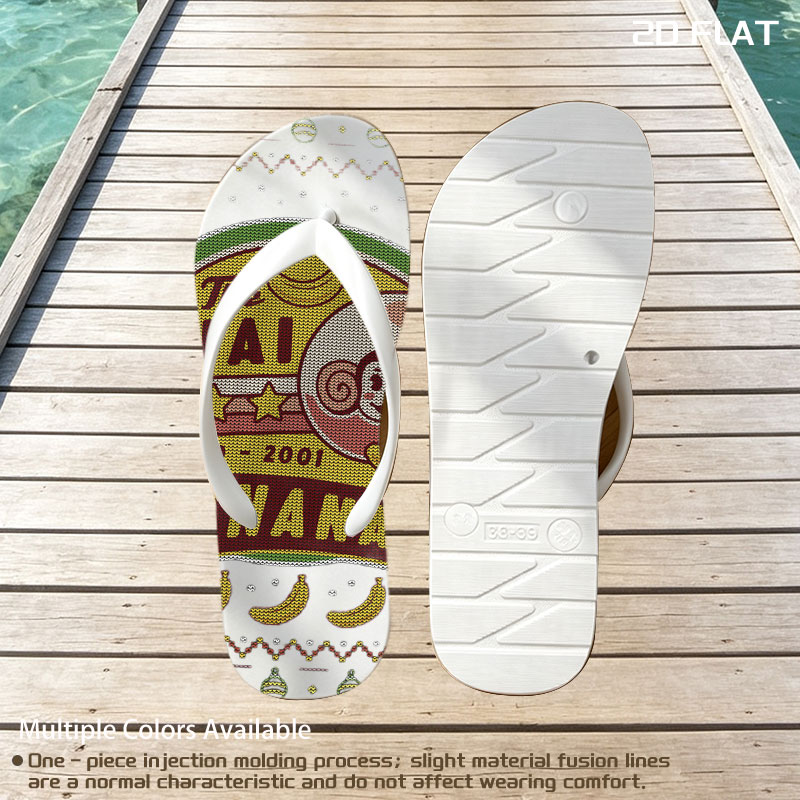 The AIAI Bananas - Est. 2001, Monkey Logo with Bananas and Festive Pattern -  flip-flops