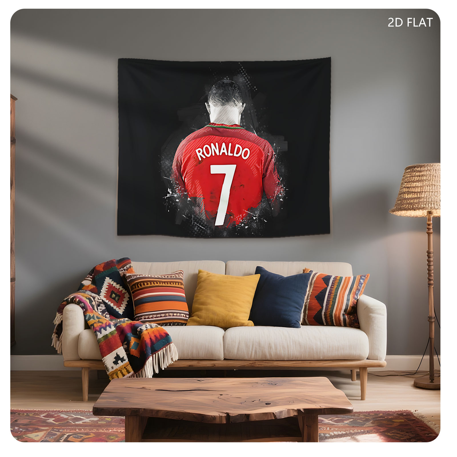 Ronaldo in Red Jersey, Number 7, Back View - Tapestry