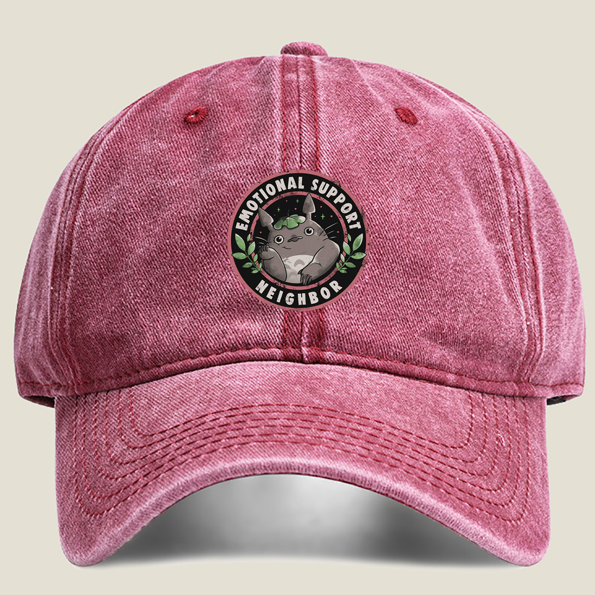 Totoro Emotional Support Neighbor - Washed Denim - Baseball Cap