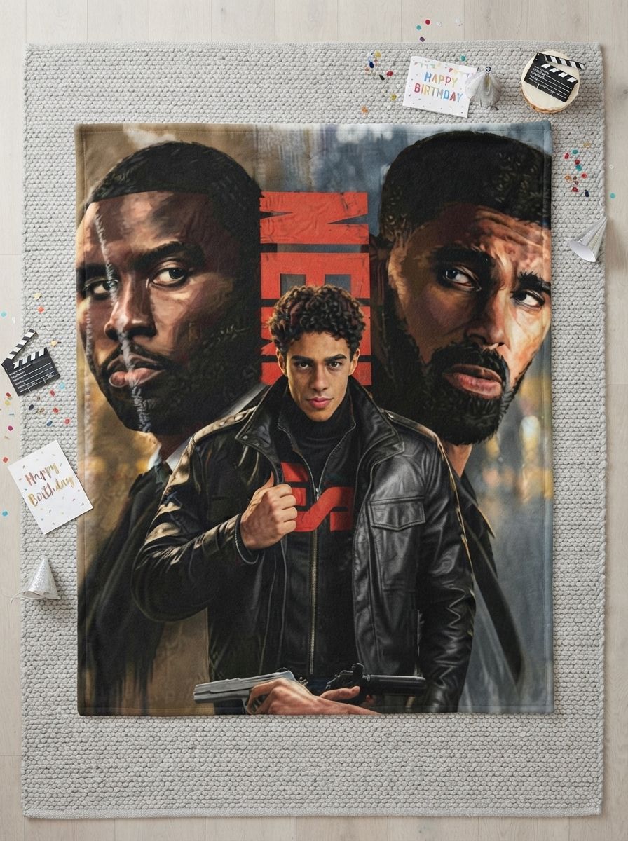 Custom Photo Face Blanket Personalized Flannel Throw Blanket with Cinematic Portrait Graphic Anti-Pilling Cozy Bed