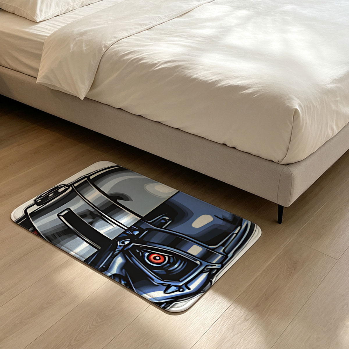 Cyborg Lucky: Half Human, Half Machine - Flannel floor mat