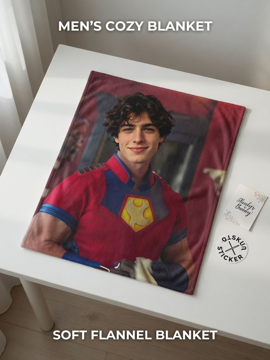 Custom Photo Portrait Flannel Fleece Blanket, Personalized Soft Anti-Pilling Throw for Couch Bed Travel Gift