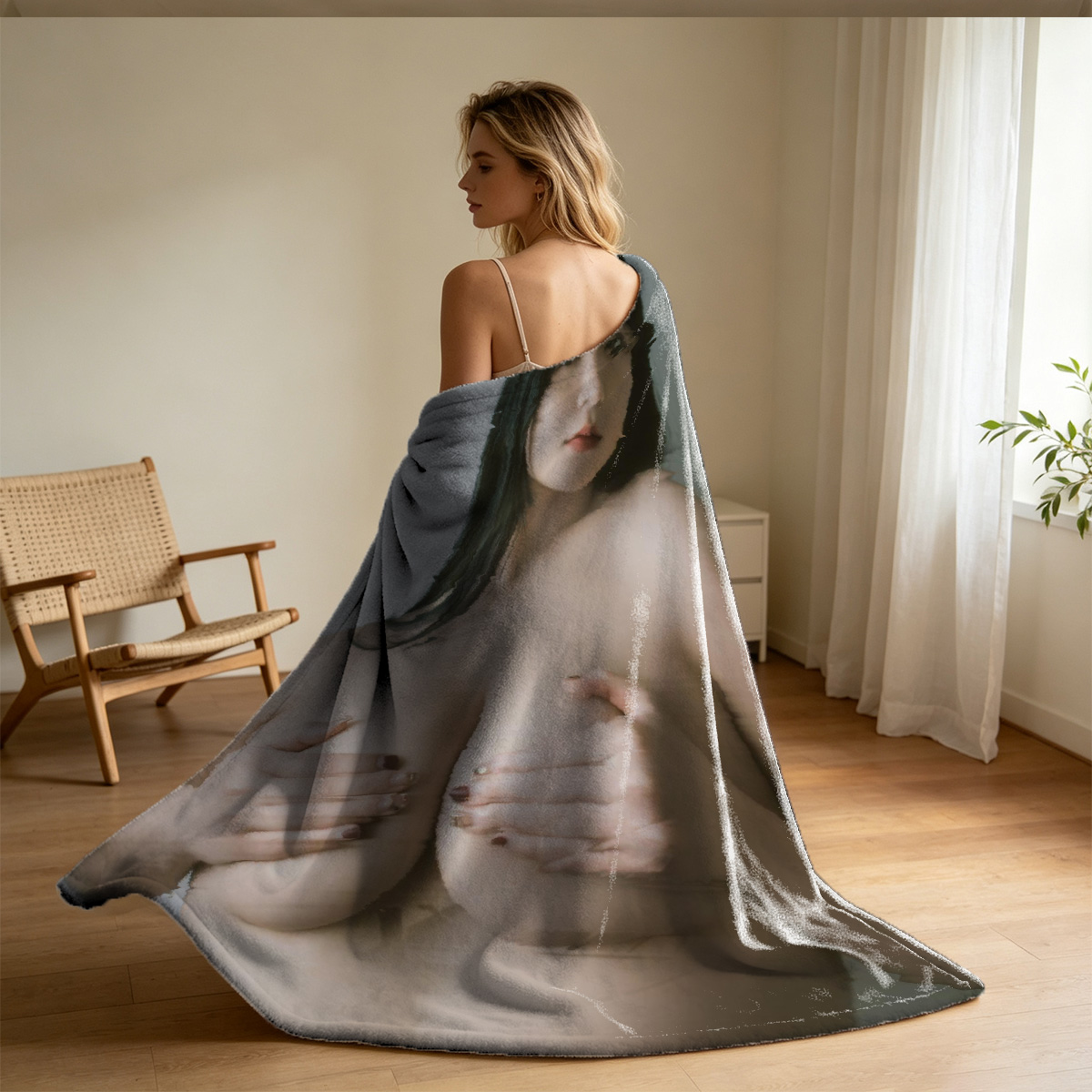 Naked Mila Kunis on all fours in luxury bathroom - Blanket