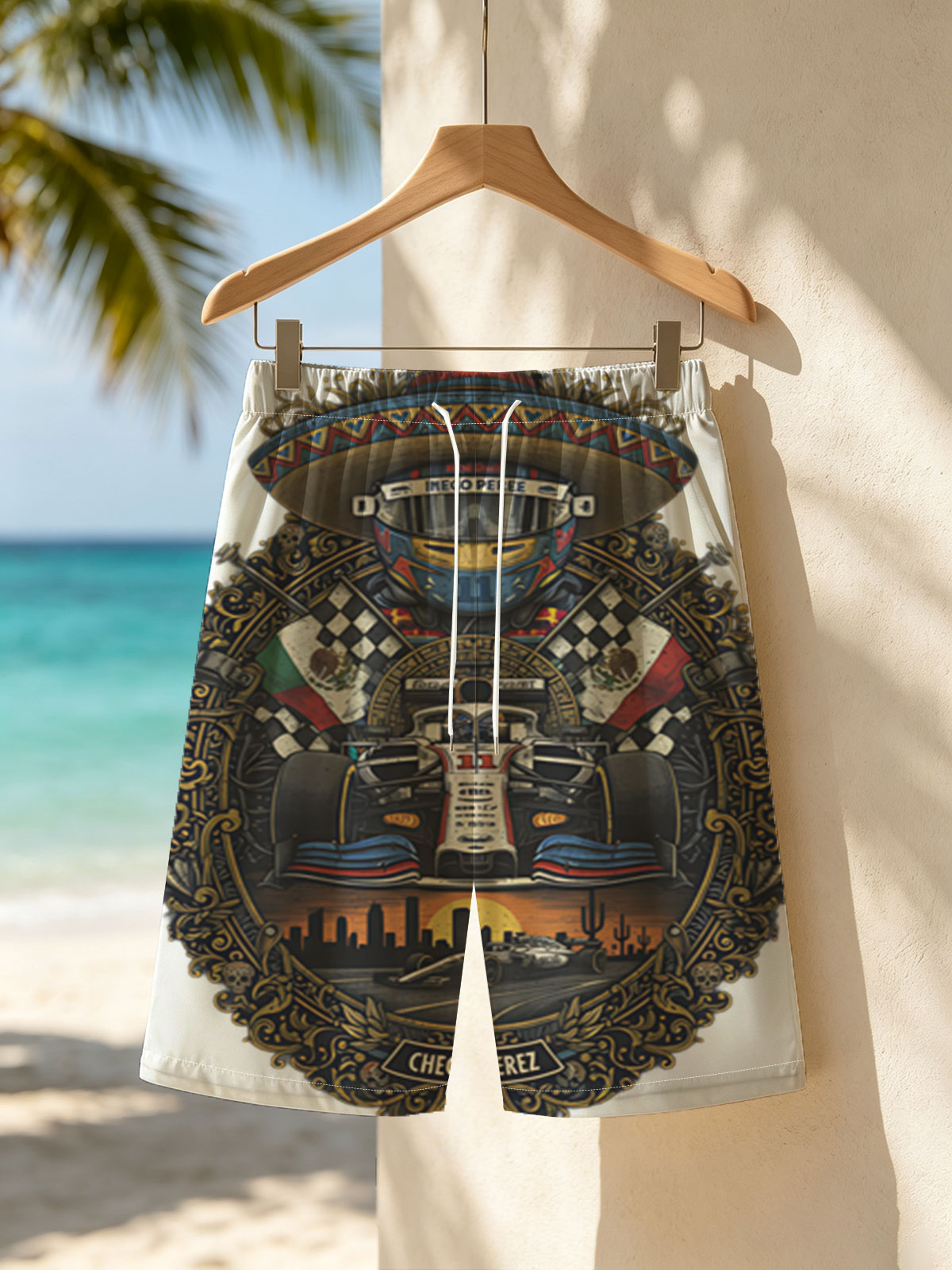 Checo Perez: Mexican F1 Legend in Racing Glory -  Beach shorts