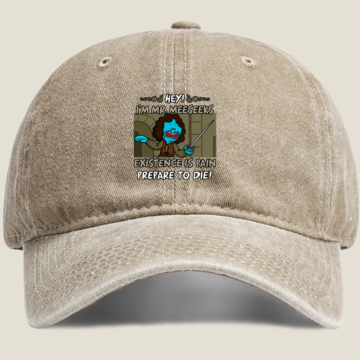 Mr. Meeseeks from Rick and Morty: Existence is Pain, Prepare to Die! - Washed Denim - Baseball Cap