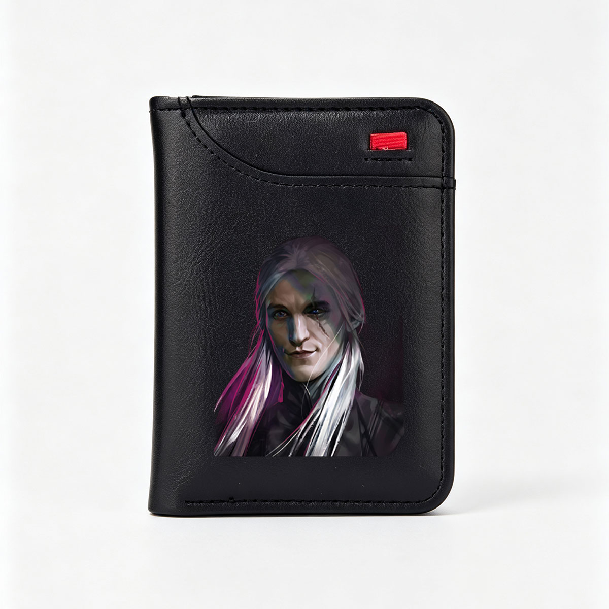 Geralt of Rivia, Witcher, White Hair, Scarred Face, Dark Fantasy Character - Vertical Style Wallet