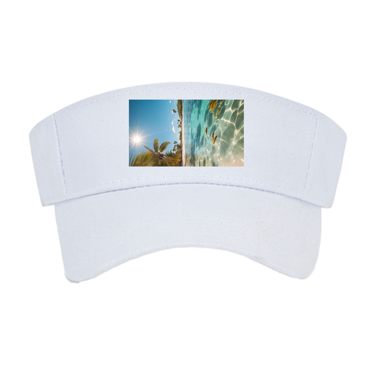 Tropical Beach with Palm Trees and Clear Water -  Visor cap